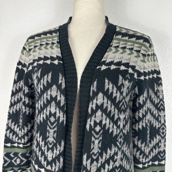 Roxy Cardigan Women Sweater XS/S Blue Green Aztec Tribal Boho Western Open Front - Picture 4 of 14